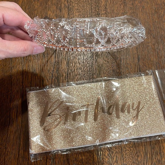 15th Birthday Party Banner Photo Backdrop Rose Gold Tiara Sash Crown Pink Black - Picture 5 of 9